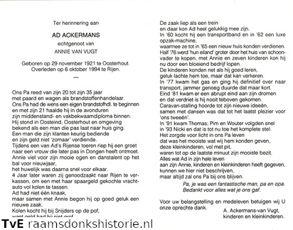 Ad Ackermans- Annie van Vugt