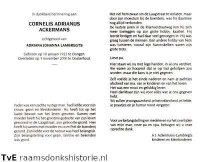 Cornelis Adrianus Ackermans- Adriana Johanna Lambregts