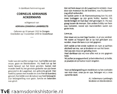 Cornelis Adrianus Ackermans Adriana Johanna Lambregts