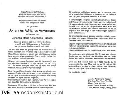 Johannes Adrianus Ackermans- Johanna Raasen