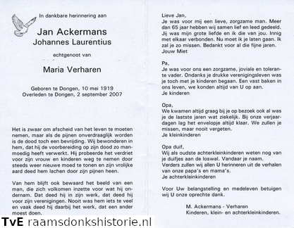 Johannes Laurentius Ackermans- Maria Verharen