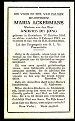 Maria Ackermans- Andries de Jong