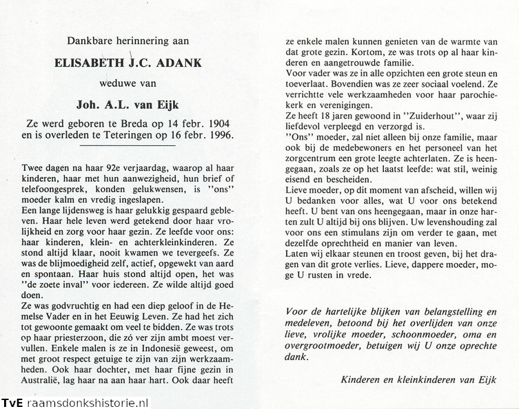 Elisabeth J.C. Adank- Joh. A.L. van Eijk