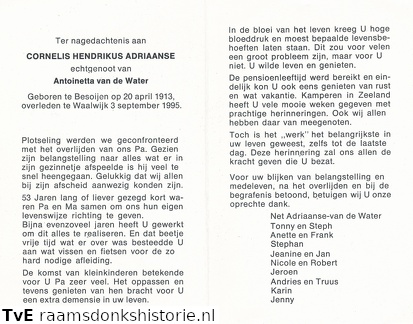 Cornelis Hendrikus Adriaanse- Antoinette van de Water