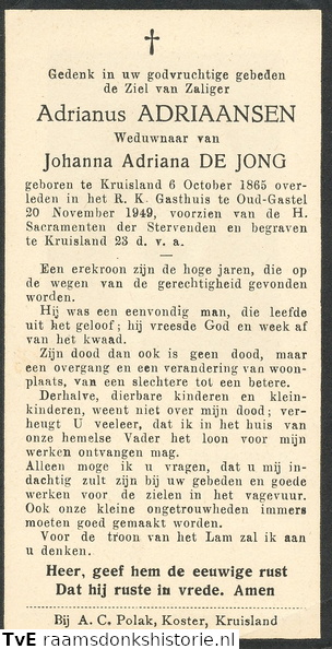 Adrianus Adriaansen Johanna Adriana de Jong