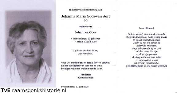 Johanna Maria van Aert- Johannes Goos