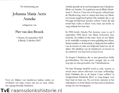 Johanna Maria Aerts- Piet van den Broeck