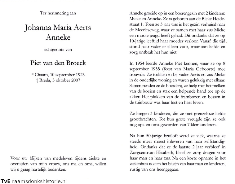 Johanna Maria Aerts Piet van den Broeck