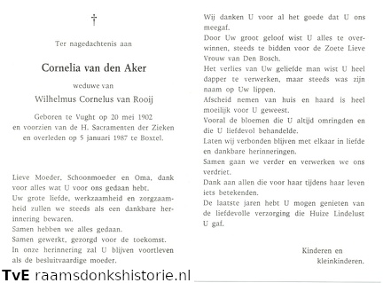 Cornelia van den Aker- Wilhelmus Cornelus van Rooij