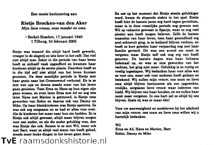 Rietje van den Aker- Wil Brocken