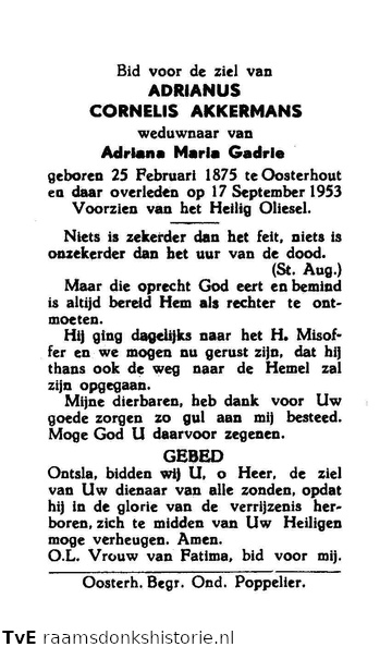 Adrianus Cornelis Akkermans Adriana Maria Gadrie