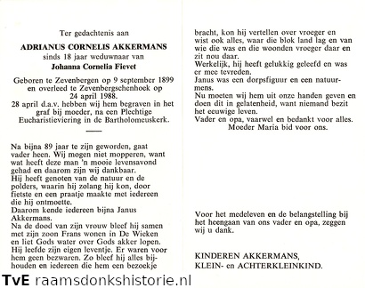 Adrianus Cornelis Akkermans Johanna Cornelia Fievet