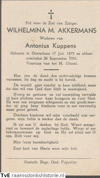 Wilhelmina M. Akkermans Arnoldus Kuppens