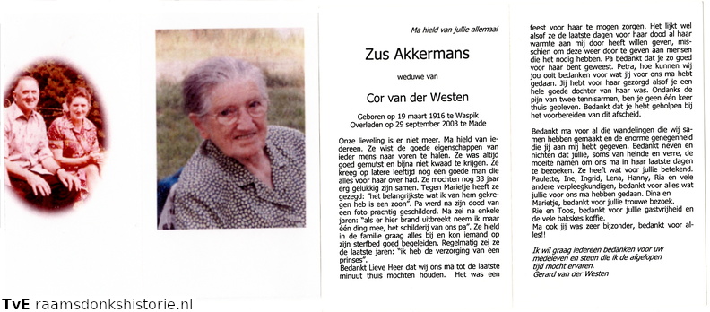 Zus Akkermans- Cor van der Westen