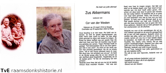 Zus Akkermans- Cor van der Westen