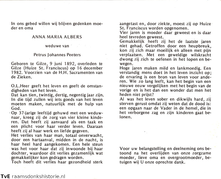 Anna Maria Albers- Petrus Johannes Peeters