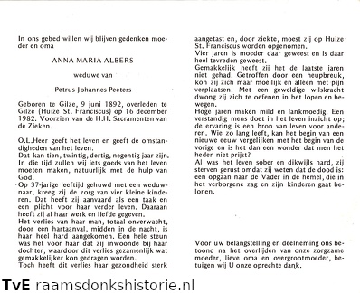 Anna Maria Albers- Petrus Johannes Peeters