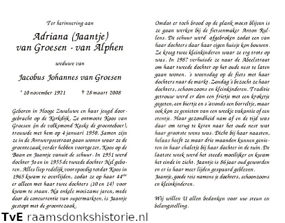 Adriana van Alphen Jacobus Johannes van Groesen