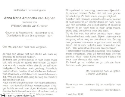 Anna Maria Antonetta van Alphen- Willem Cornelis van Groezen