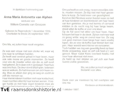 Anna Maria Antonetta van Alphen Willem Cornelis van Groezen