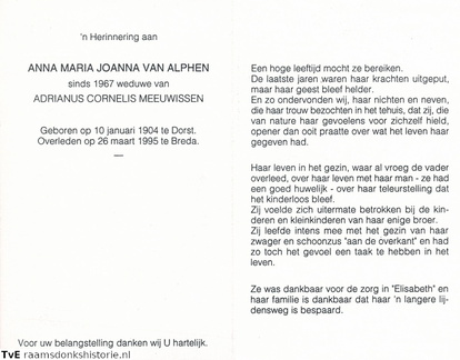 Anna Maria Johanna van Alphen- Adrianus Cornelis Meeuwissen