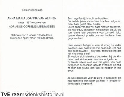 Anna Maria Johanna van Alphen Adrianus Cornelis Meeuwissen
