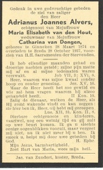 Adrianus Joannes Alvers- Maria Elisabeth van den Hout-Catharina van Dongen