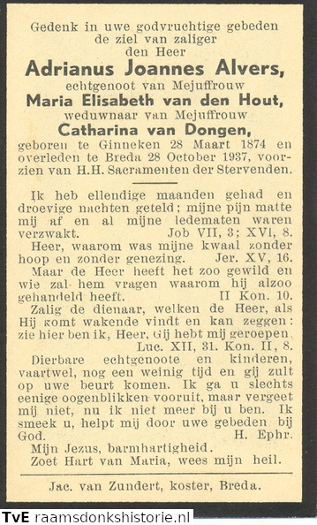 Adrianus Joannes Alvers Maria Elisabeth van den Hout-Catharina van Dongen