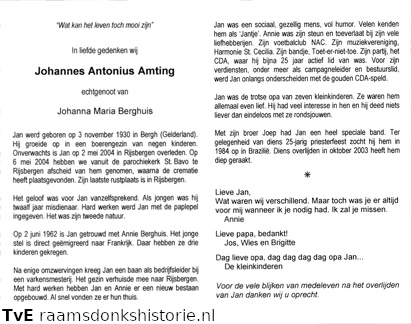 Johannes Antonius Amting- Johanna Maria Berghuis