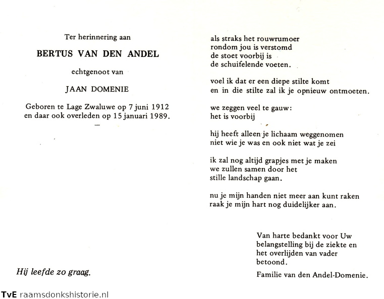 Bertus van den Andel Jaan Domenie