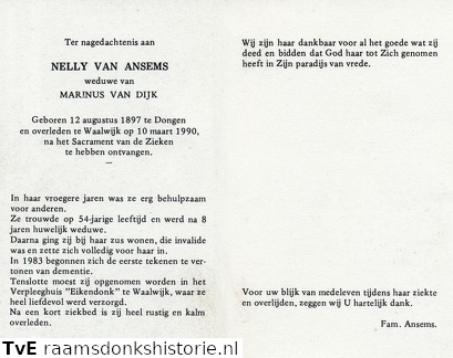 Ansems van, Nelly van Ansems Marinus van Dijk