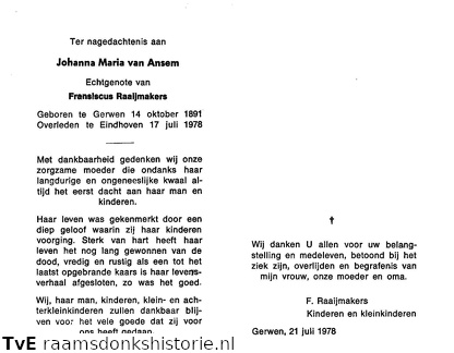 Johanna Maria van Ansem Franciscus Raaijmakers