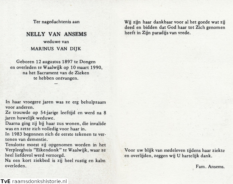 Ansems van, Nelly van Ansems- Marinus van Dijk