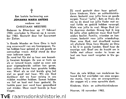 Johanna Maria Antens- Christiaan Meesters