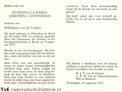 Petronella Maria Josephina Antonissen Wilhelmus van de Corput