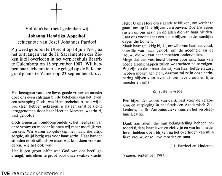Johanna Hendrika Appelhof Jozef Johannes Pardoel