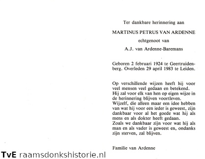 Martinus Petrus van Ardenne A.J. Haremans
