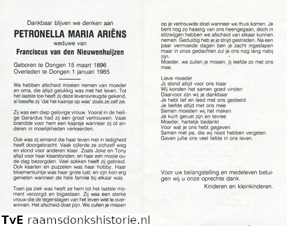 Petronella  Maria Ariëns- Franciscus van den Nieuwenhuijzen