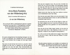 Anna Maria Rudolpha Artz- Jo van den Wildenberg