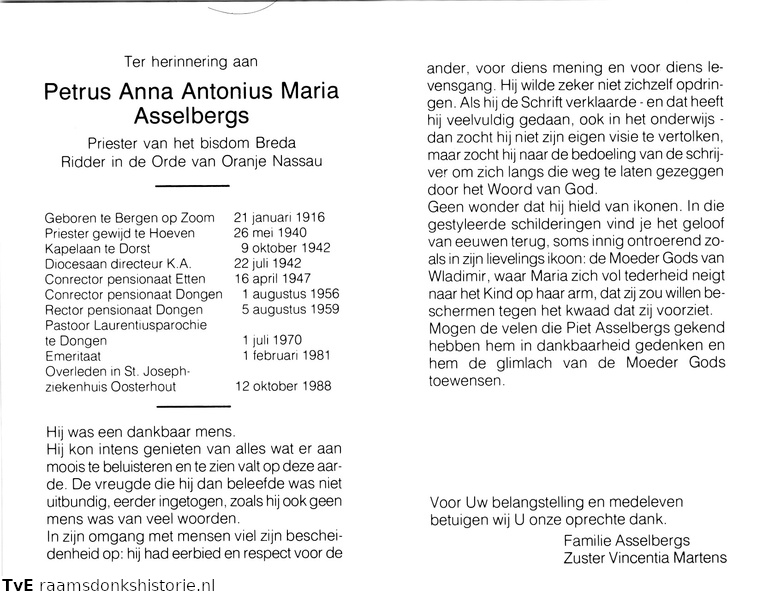 Petrus Anna Antonius Maria Asselbergs- priester
