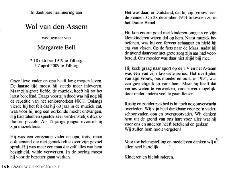 Wal van den Assem - Margarete Bell