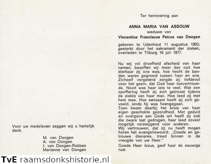 Anna Maria van Assouw- Vincentius Franciscus Petrus van Dongen