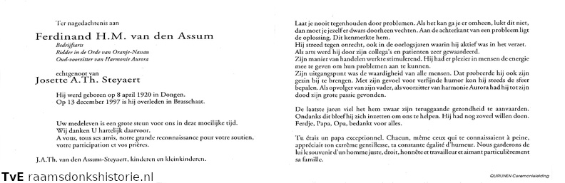 Ferdinand H.M. van den Assum- Josette A.J. Steyaert