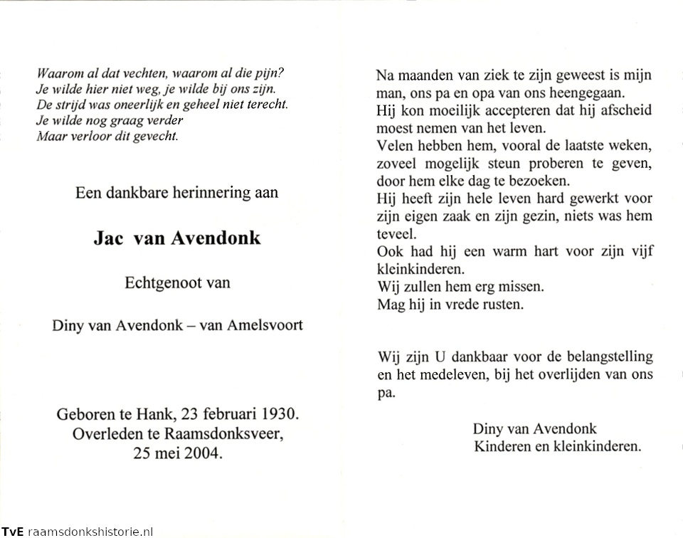 Jac van Avendonk- Diny van Amelsvoort