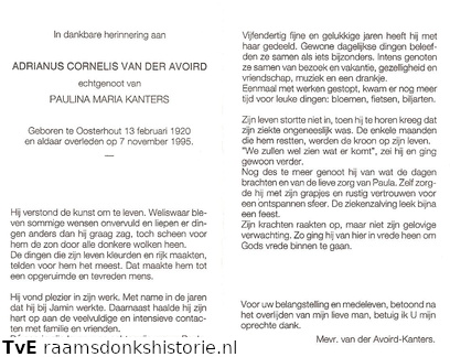 Adrianus Cornelis van der Avoird- Paulina Maria Kanters