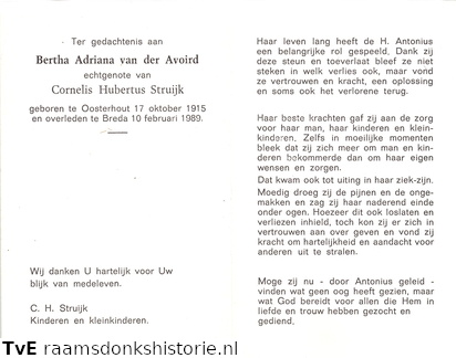 Bertha Adriana van der Avoird- Cornelis Hubertus Struijk