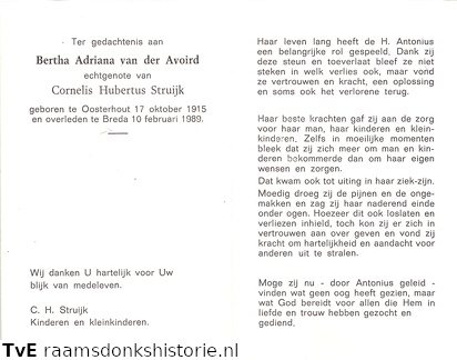 Bertha Adriana van der Avoird Cornelis Hubertus Struijk