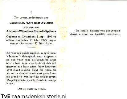 Cornelia van der Avoird- Adrianus Wilhelmus Cornelis Spijkers