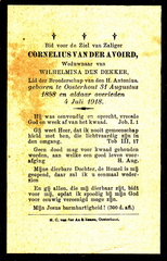 Cornelius van der Avoird- Wilhelmina den Dekker