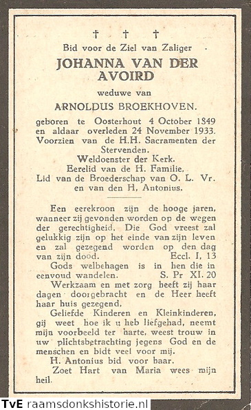 Johanna van der Avoird Arnoldus Broekhoven